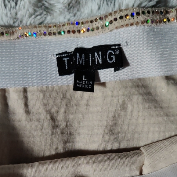 Timing Tan Gold Sequin Cocktail Pencil Skirt - Picture 4 of 5